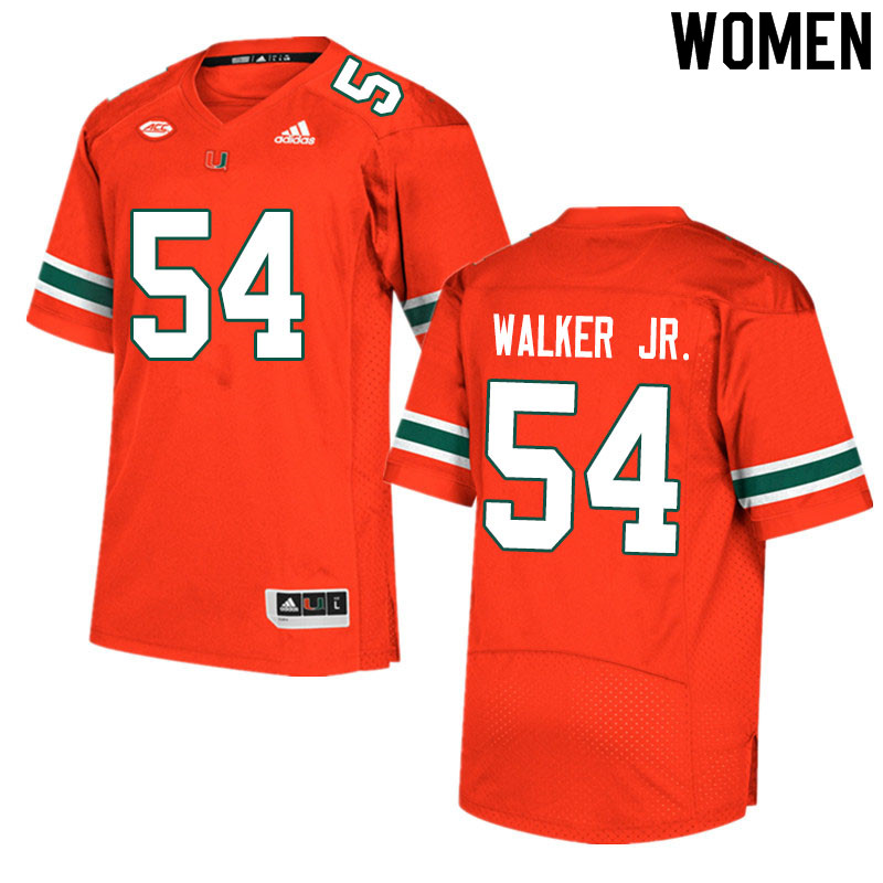 Women #54 Issiah Walker Jr. Miami Hurricanes College Football Jerseys Sale-Orange - Click Image to Close